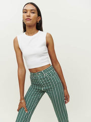 Cynthia Striped High Rise Straight Jeans