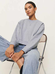 Grace Cropped Vintage Oversized Crewneck Sweatshirt