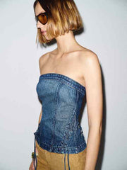 Gabbriette Stretch Denim Top