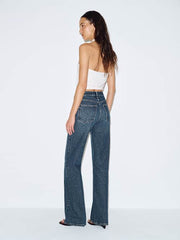 Hunter Stretch Mid Rise Wide Leg Jeans