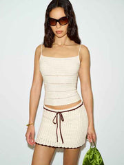 Fleurine Cotton Crochet Mini Skirt