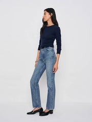Cynthia High Rise Straight Long Jeans