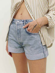 Charlie Cuffed High Rise Jean Shorts