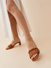 Shereen Ruched Block Heel Mule