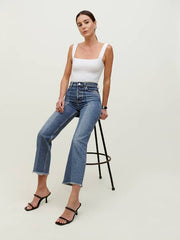 Reconstructed High Rise Straight Jeans