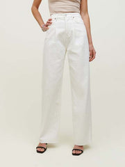 Pleated Reworked High Rise Wide Leg Jeans