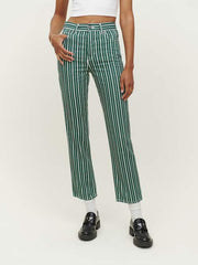 Cynthia Striped High Rise Straight Jeans