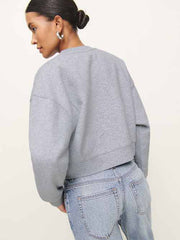 Grace Cropped Vintage Oversized Crewneck Sweatshirt