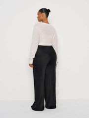 Gale Satin Mid Rise Bias Pant Es