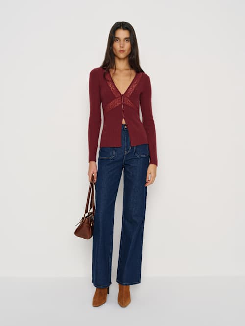 Sunnvia Lace Cashmere Cardigan