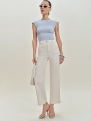 Alyssa Stretch High Rise Wide Leg Cropped Jeans