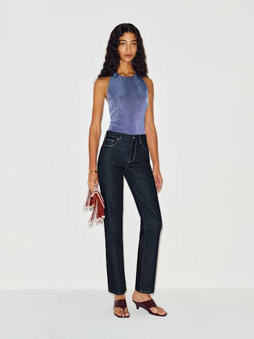 Leda Mid Rise Straight Short Jeans
